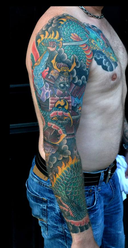 35 Samurai Dragon Tattoo Design