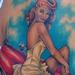 Tattoos - Pin Up Girl on a Jaguar Color Tattoo - 68865