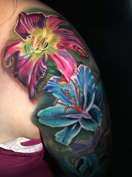 color flower tattoo by Misty Locket: TattooNOW