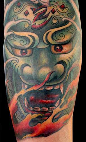 Tattoos - Japanese Hanya Mask Tattoo - 25442