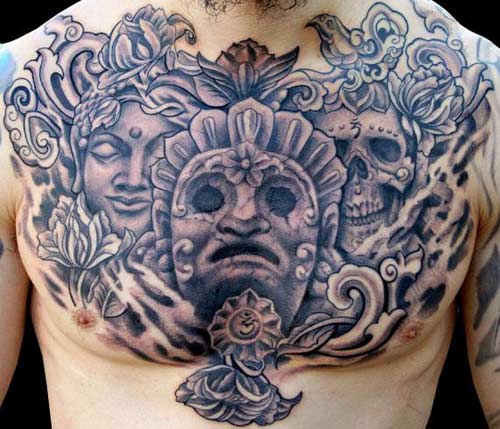 Tattoos - Spiritually Inspired Chest Piece Tattoo - 25446