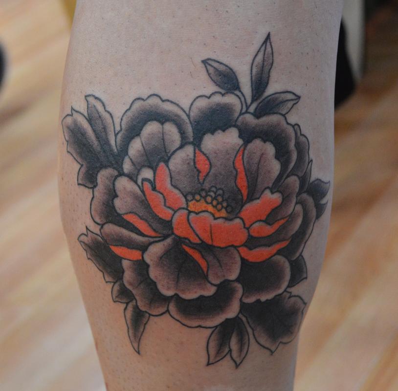 Peony flower done by Eszter David London Uk  rtattoo