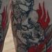 Tattoos - Warrior on leg.  Fire - 77404