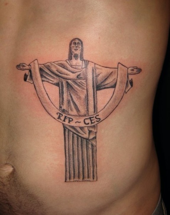 Amazing Christ The Redeemer Tattoo On Right Shoulder By Pranay Shah