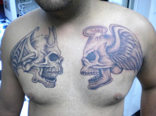 Sleeve Angel And Skull Tattoo