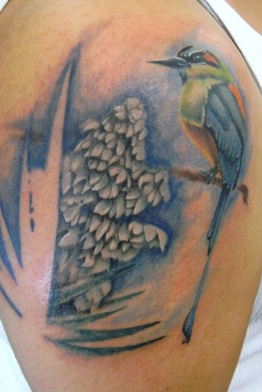 torogoz tattoo with flor de izote by Galen Luker: TattooNOW