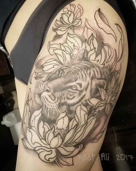 Tattoos - Linh's Tiger and Lotus - 131799