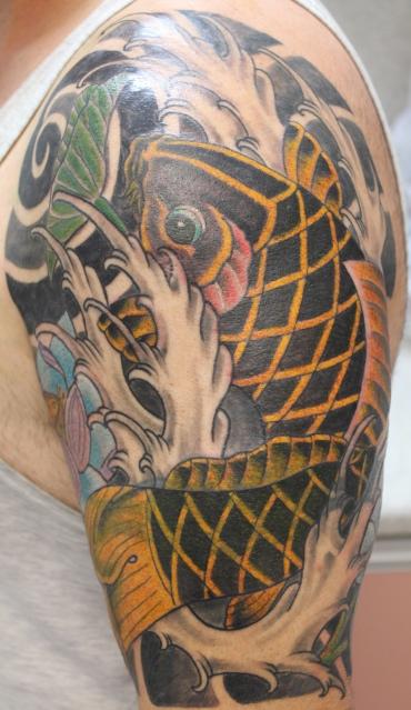 Tattoos - Color Koi Fish Tattoo - 61638