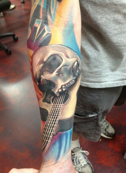 Rock and roll tattoo Bull skull guns roses electric guitar  Stock  Image  Everypixel