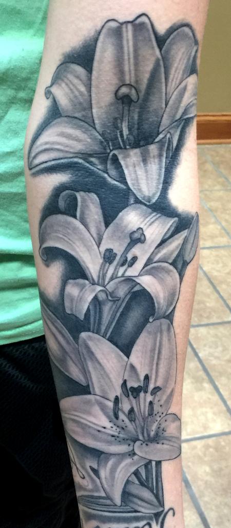Tattoos - In Progress Healed Lillies - 113898
