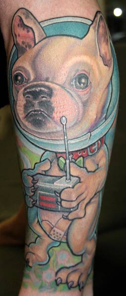 Space greyhound tattoo for Viviane