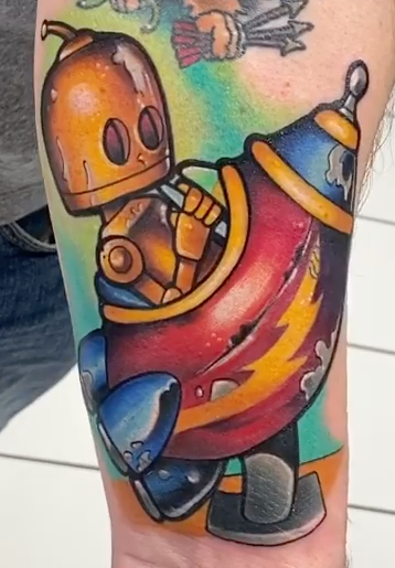 Tattoos - Robot in a Rocketship Tattoo - 144118