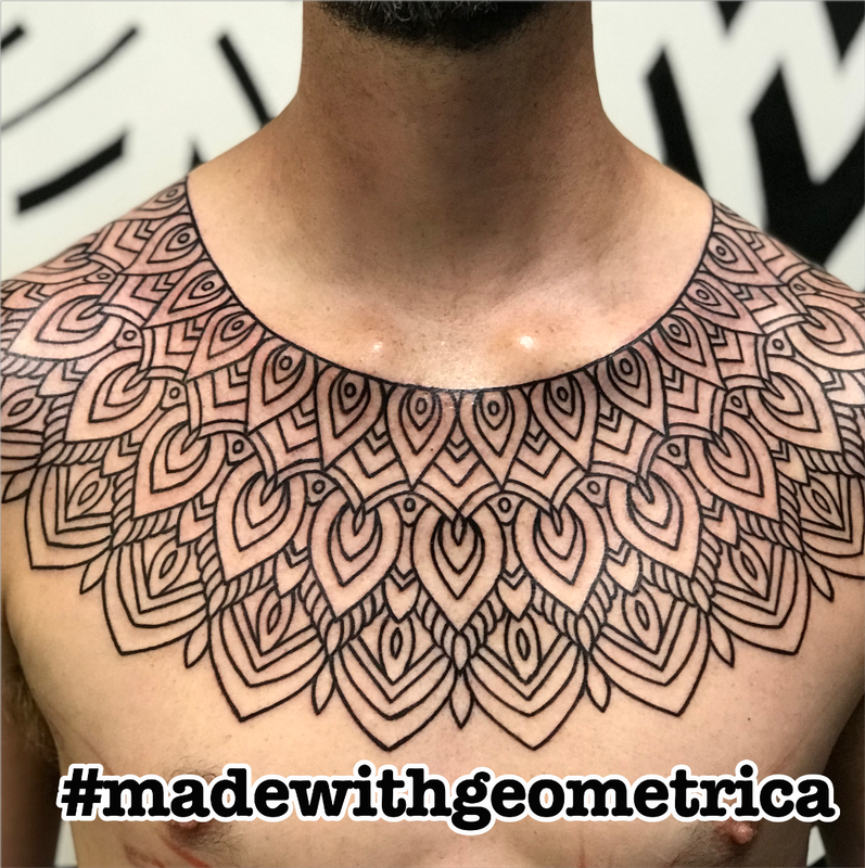 geometric collar tattoo by Cory Ferguson TattooNOW