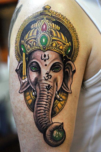 Tattoos - Color Elephant Tattoo - 61602