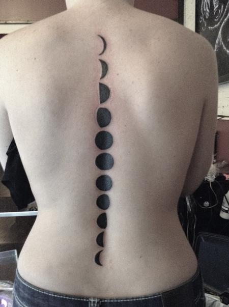 25 Phases Of The Moon Tattoos on Spine