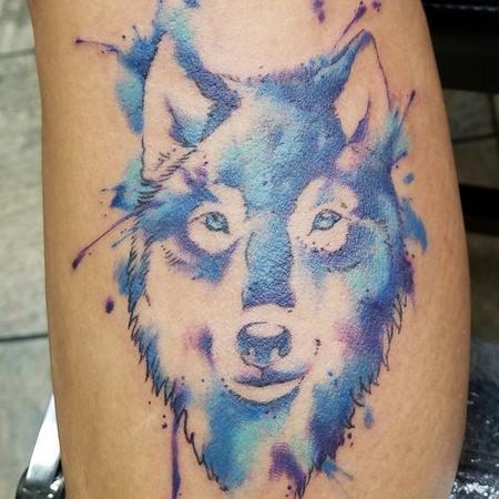 Blue Watercolor Wolf
