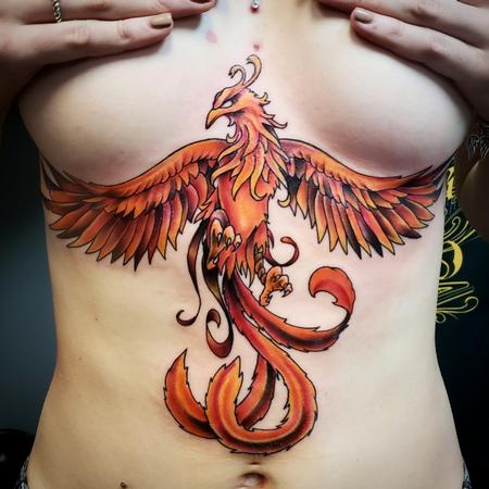 Color Phoenix Underboob Tattoo