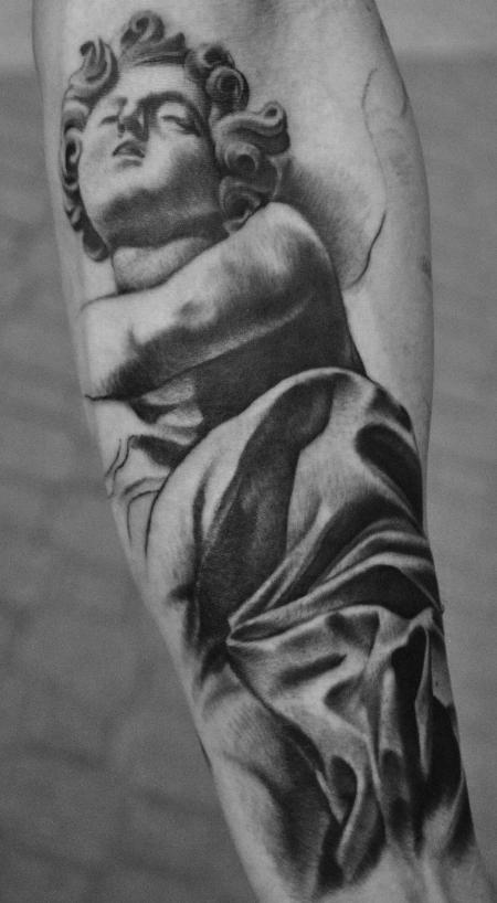 Tattoos - Black and Gray Statue - 68272