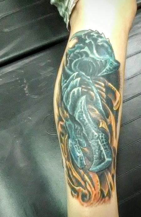 Nathan Capps - Bio mech cover up color tattoo