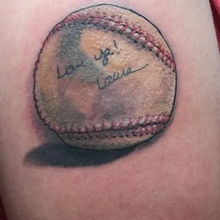 Nathan Capps - Memorial baseball tattoo