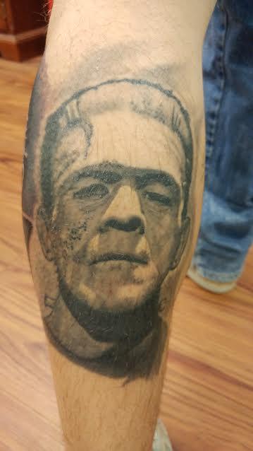 Tattoos - Frankenstein's Monster Black and Grey Portrait Tattoo - 122725