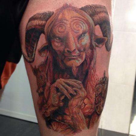 Jose Gonzalez - Realistic Pans Labyrinth leg tattoo in colour