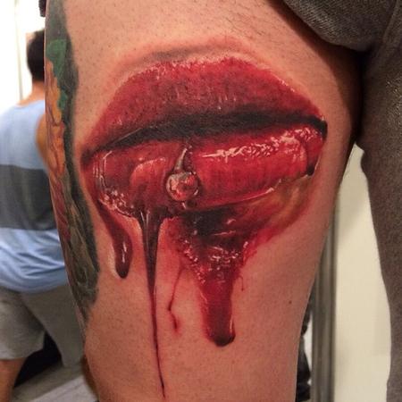 Tattoos - Bloody mouth with piercing - 95260