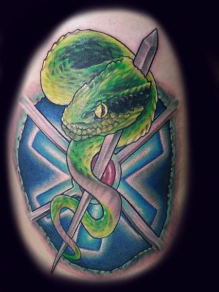 Tattoos - Snake and needle for firefighter EMT - 91921
