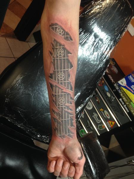 JD Dreyer - Guitar Neck Skin Rips Tattoo