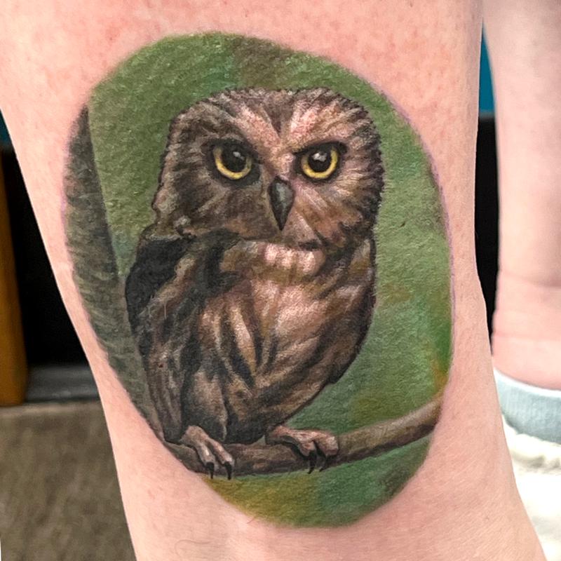 realistic owl tattoo