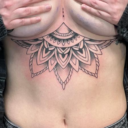 Tattoos - Intricate line work mandala fan tattoo - 145346