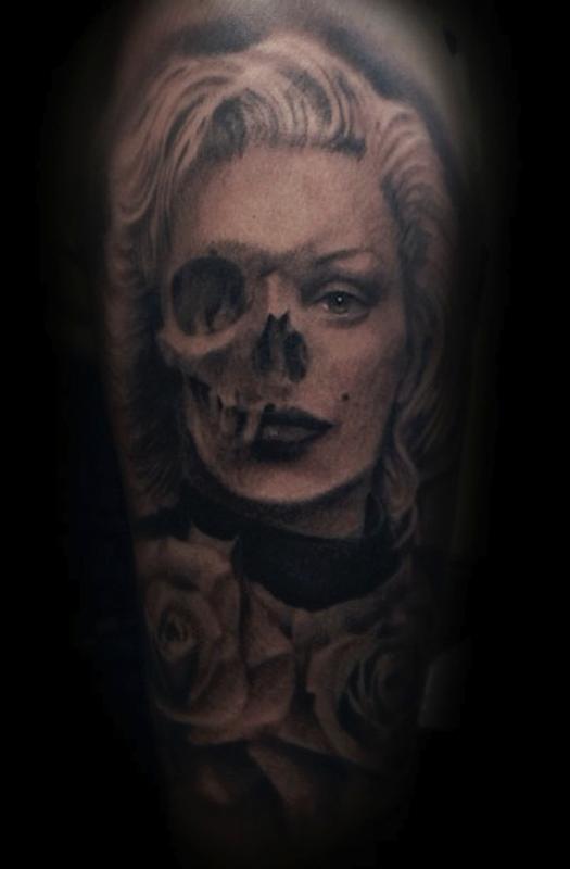 Tattoo Flash of Marilyn Monroe Skulls People