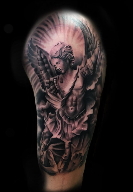 Angel black and grey tattoo by Jason Michalak: TattooNOW