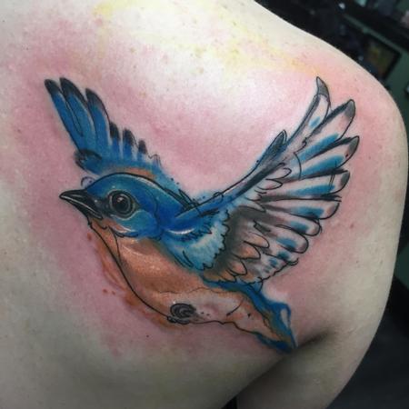 Tattoos - Watercolor blue bird - 117111