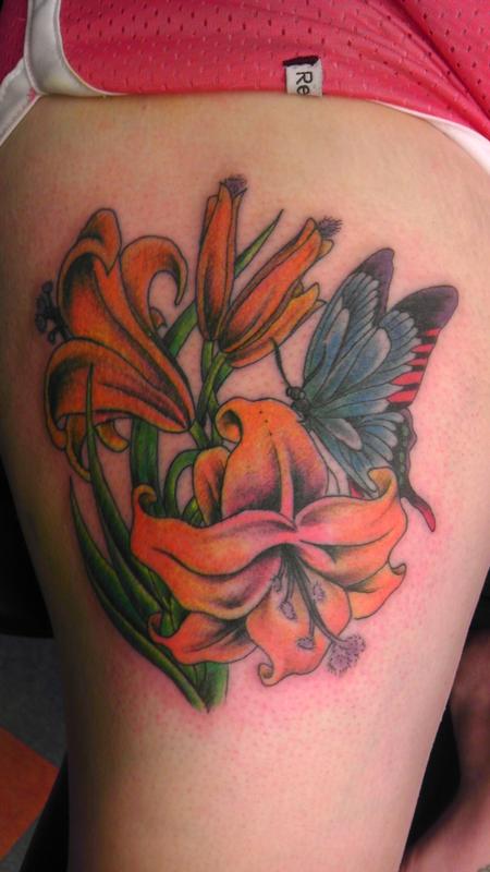 Tattoos - Flowers with Butterfly - 83997