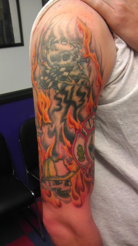 Tattoos - fire and skulls - 85669