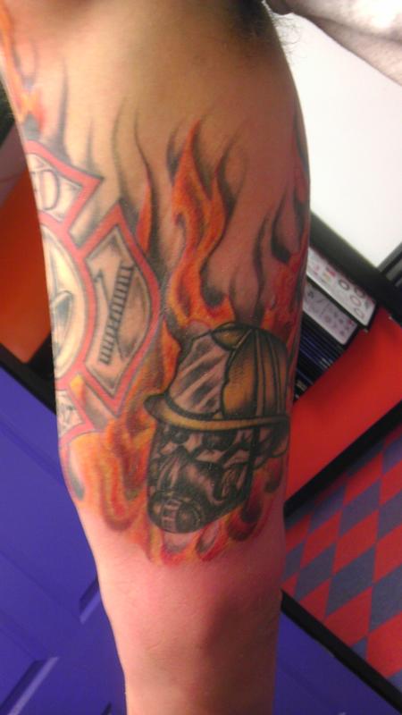 Tattoos - fire and skulls - 85672