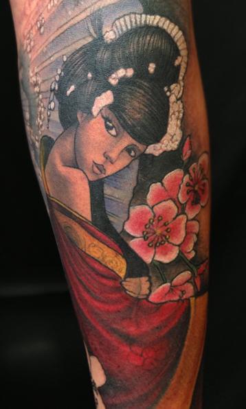 Japanese Geish Girl Color Arm Sleeve Tattoo By Jon Von Glahn Tattoonow