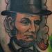 Tattoos - Abraham Lincoln honest abe color leg tattoo - 71262