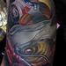 Tattoos - catfish pabst blue ribbon color arm tattoo - 61917