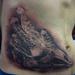 Tattoos - Giraffe skull black and grey side stomach tattoo - 61932