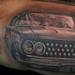 Tattoos - black and grey hot rod car arm tattoo - 56741