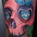 Tattoos - pink girl skull with cherries color arm tattoo - 50310