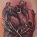 Tattoos - squeezed-anatomical-heart-black-and-grey-tattoo-with-red - 48141