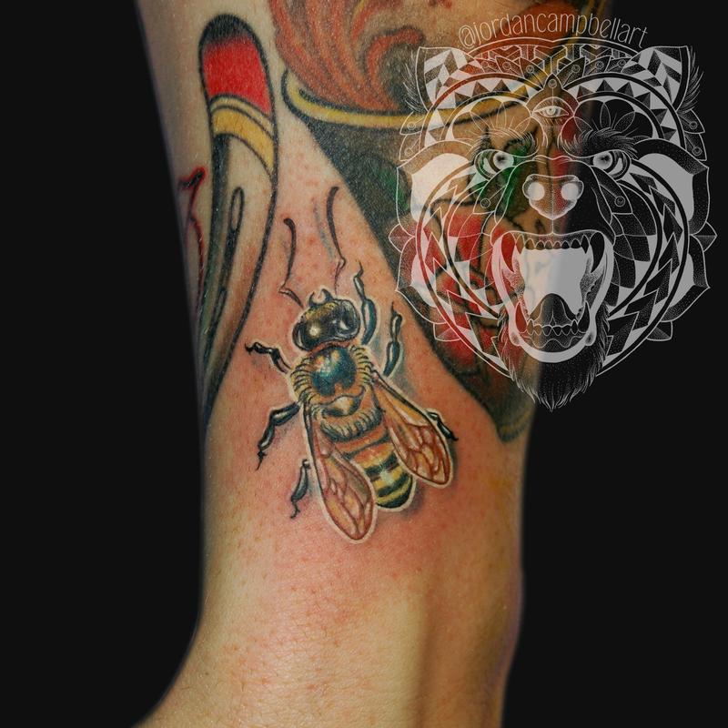 bee wrist filler by Jordan Campbell: TattooNOW