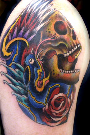 Tattoos - Skull, snake, rose morph - 18677