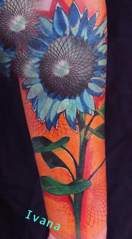Blue Sunflower by Ivana Tattoo Art: TattooNOW Blue Sunflower by Ivana Tattoo Art: TattooNOW