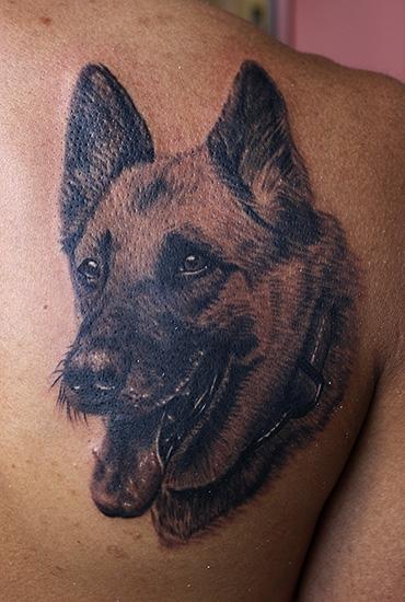 Minimalist German Shepherd Head Outline Tattoo Idea  BlackInk
