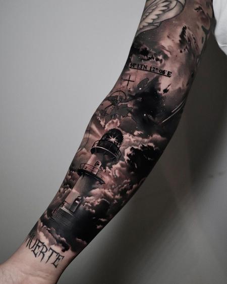 Lighthouse tattoo by Kozo Tattoo | Post 31098