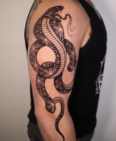 Tattoos - Snake Blackwork Pattern Tattoo - 143904
